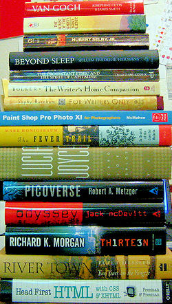 Books on the Bedstand
What I'm reading now,
what I bought yesterday