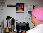 2008 foto Dr.Malamud with do-rag,
actually, its the bag my steam-iron came in
