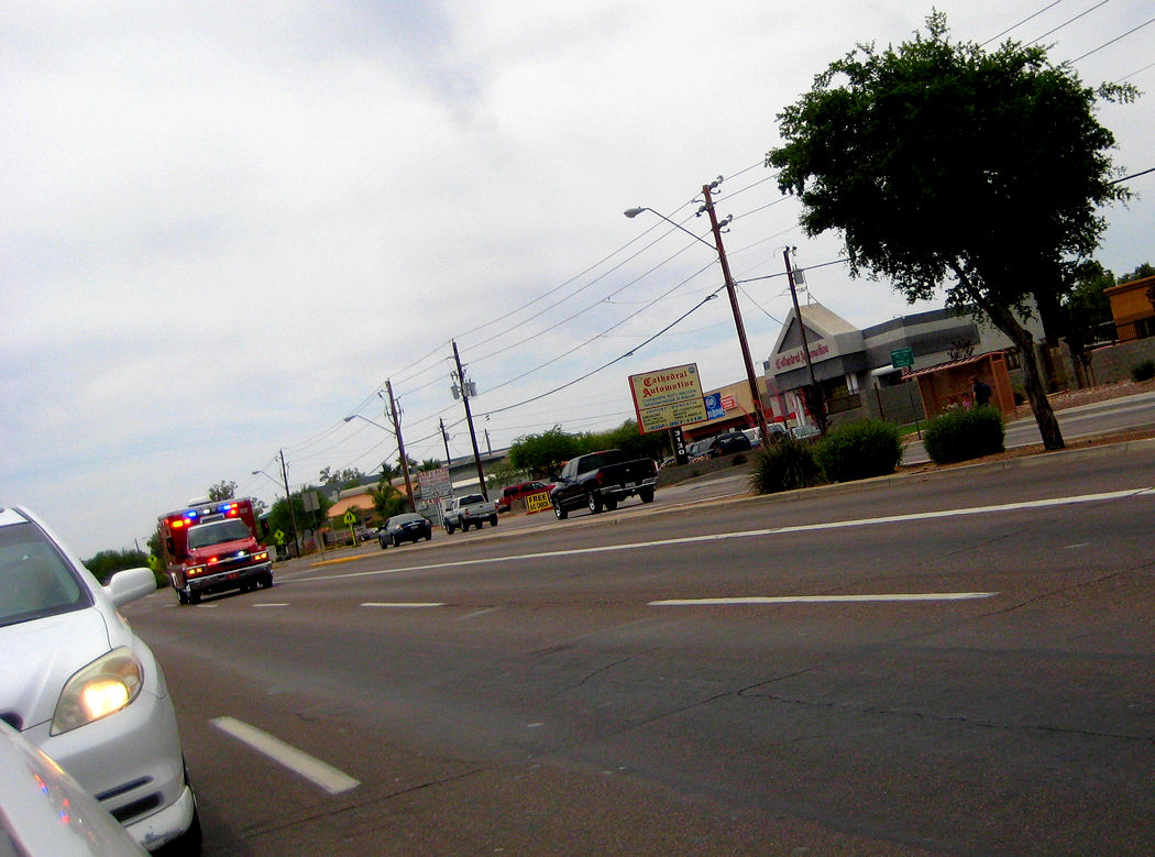 Here comes the Phoenix Fire Department ambulance