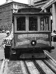 San Francisco cable car, note slot where cable resides middle front