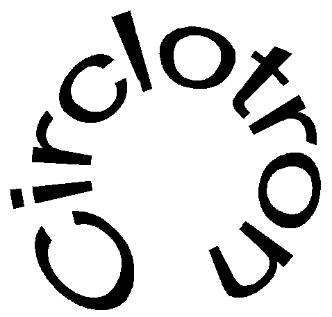 Image. The word circlotron with the text in the shape of a circle.