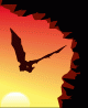 bats cave at sunset