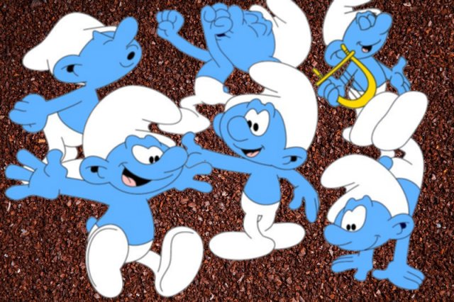 Several Smurfs experiencing a caffeine high