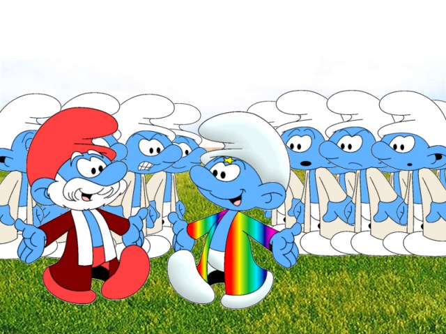 The Smurfs as Jacob and his family