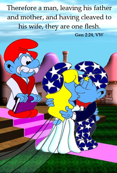 Empath tries to protect Smurfette from
        the evil Vladmir Smurfula