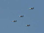 F16's, surrounded by heat shimmers, patrolling Scottsdale/Phoenix Arizona airspace on July 4th, 2002