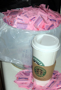 A few Sweet & Lows sweetens a cup of Starbucks