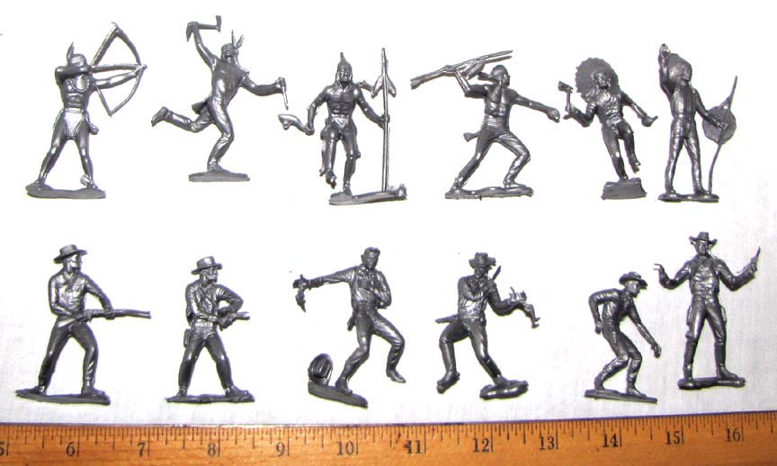 Vintage 1964 LOUIS MARX Cowboys Plastic Toy Figures 6 inches - Set of 6 Lot  B2