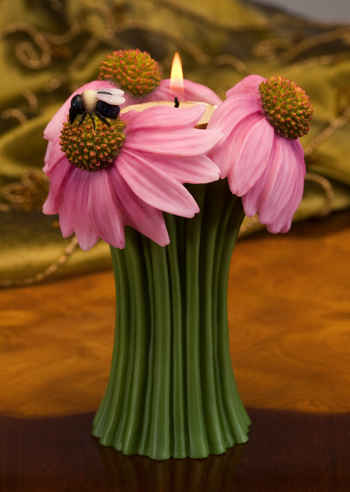 Coneflower Bouquet with Bee Tea Lite Candle Holder