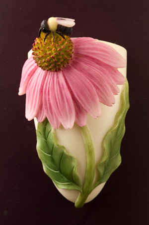 Coneflower with Bee Bud Vase Magnet