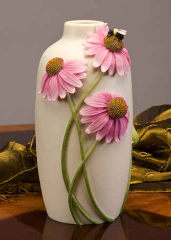 Coneflower with Bee Table Vase