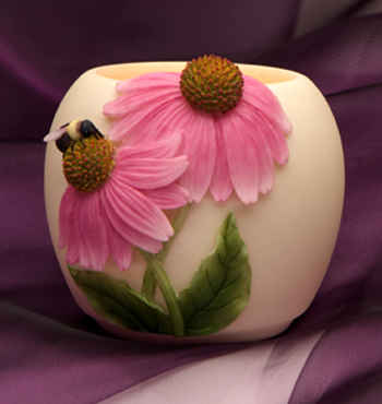 Coneflower with Bee Votive Candle Holder or Candy Dish