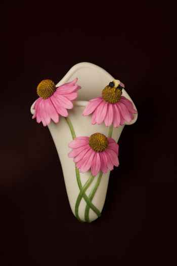 Coneflower with Bee Wall Vase