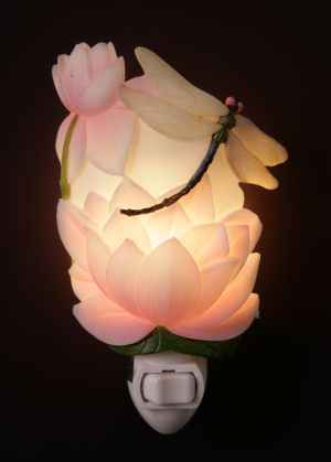 Dragonfly and Water Lily Night Light