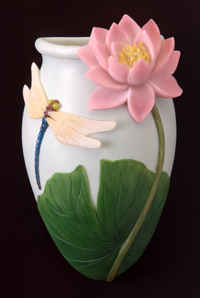 Dragonfly and Water Lily Wall Vase