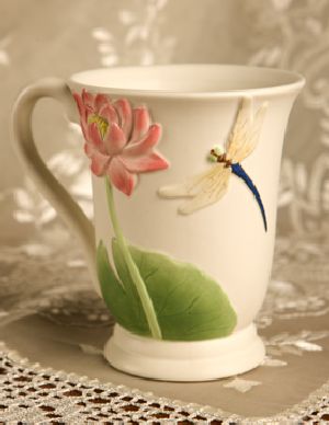 Dragonfly and Water Lily Coffee Mug
