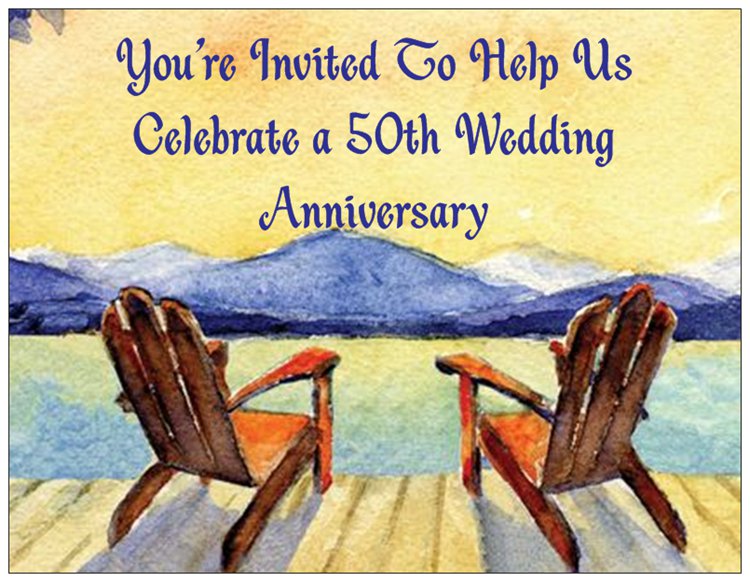 Chairs on Lake Wedding Anniversary Invitations Front