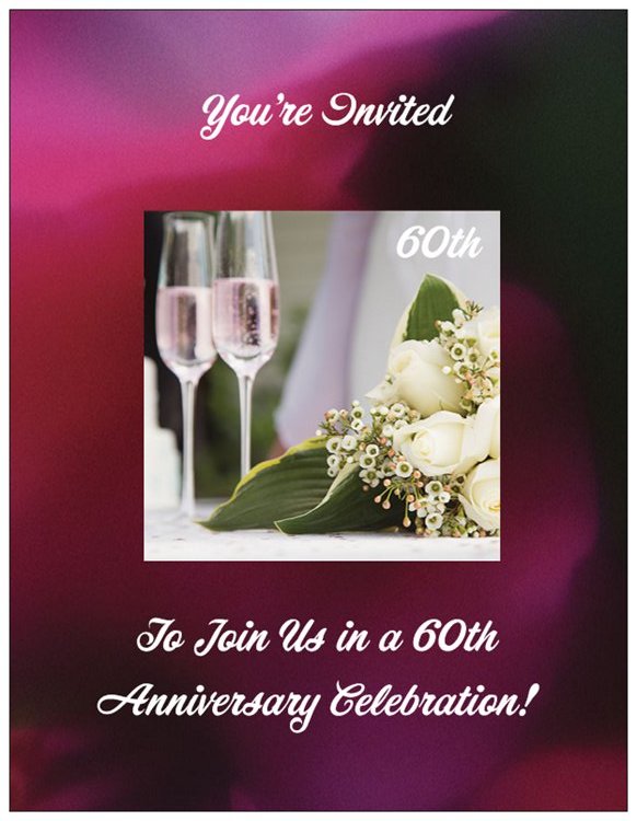 Champagne Glasses Wedding Anniversary  Invitations Front