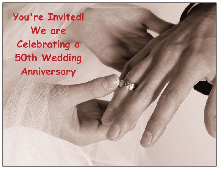 Hands with Wedding Rings Wedding Anniversary Invitations Front