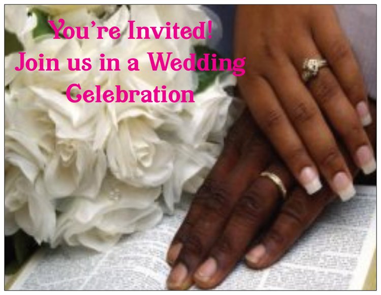 Hands with Rings and Bible Invitations Front