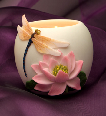 Dragonfly with Waterlilly Votive