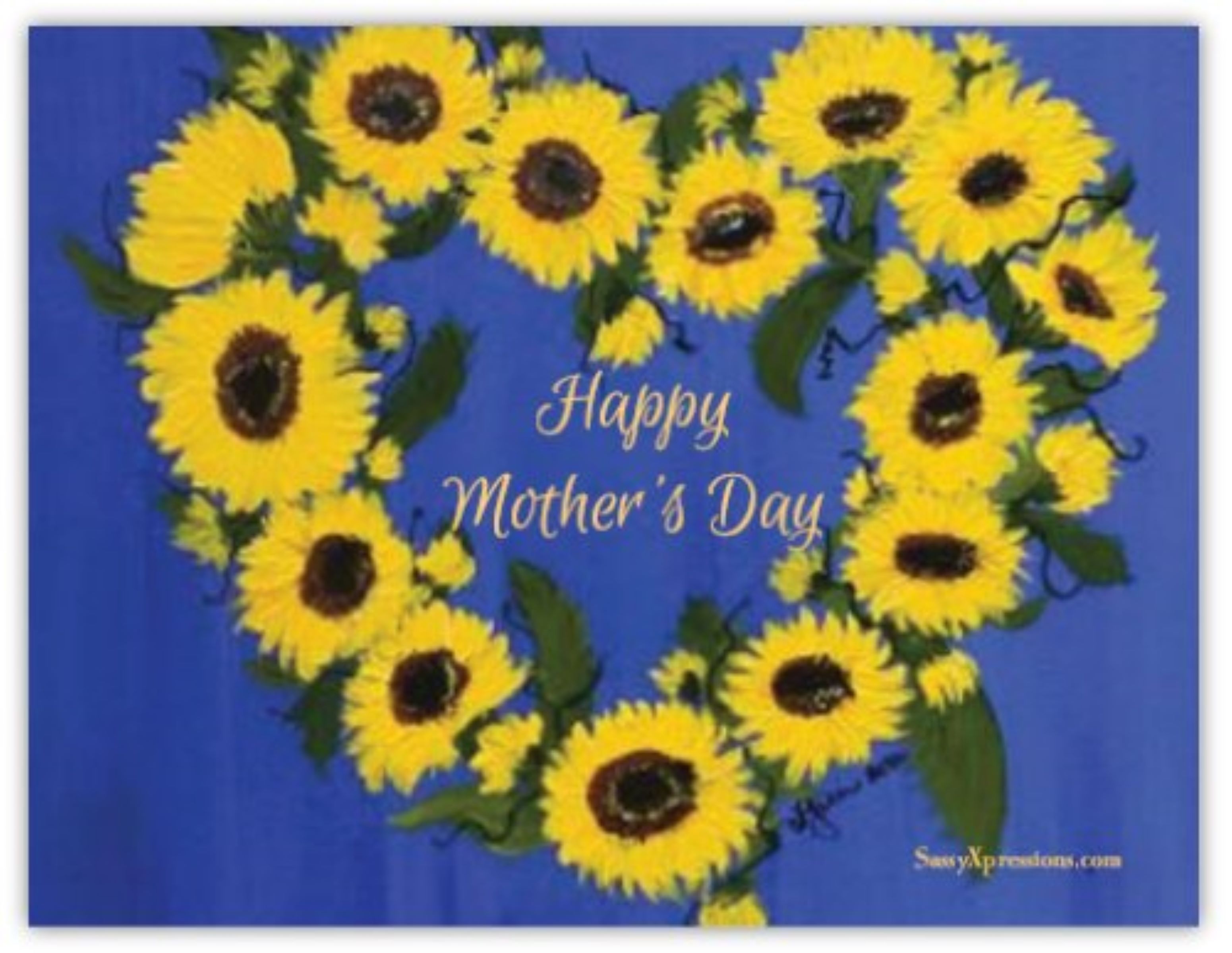 Happy Mothers Day Sunflower Wreath Refrigerator Magnet