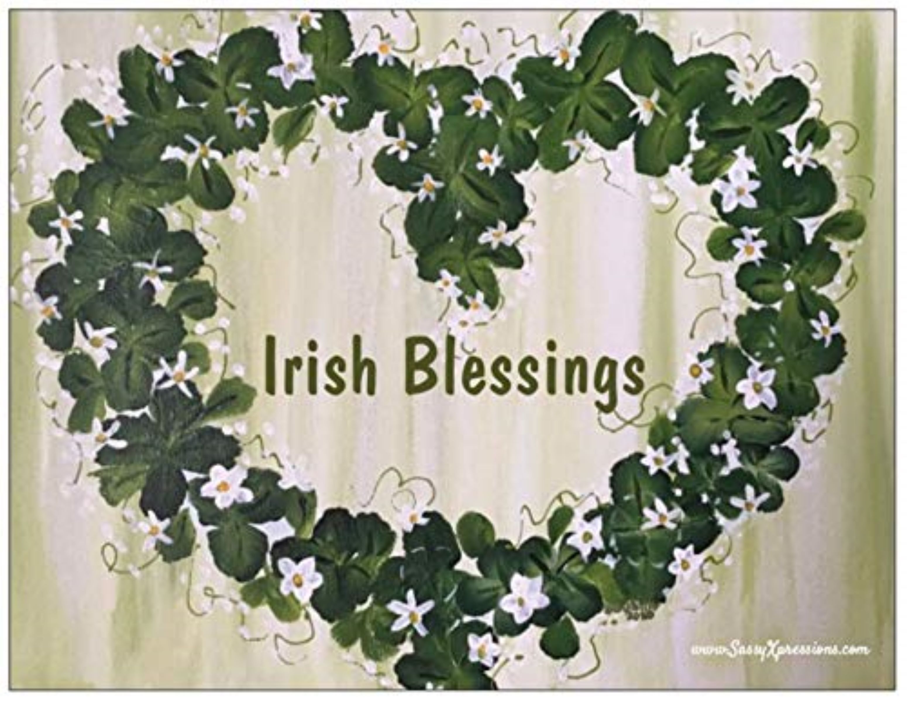 An Irish Blessing Shamrock Heart Wreath Refrigerator Magnet Magnetic Greeting Card