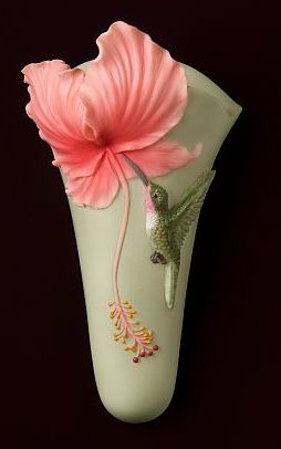 Hummingbird and Hibiscus Wall Vase