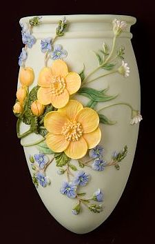 Forget Me Nots and Marsh Marigolds Wall Vase/Wall Pocket