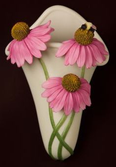 Coneflower with Bee Wall Vase/Wall Pocket