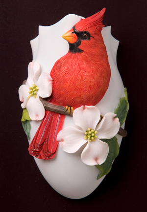 Cardinal on Dogwood Wall Decor/ Wall Vase