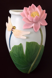 Dragonfly with Water Lily Wall Vase