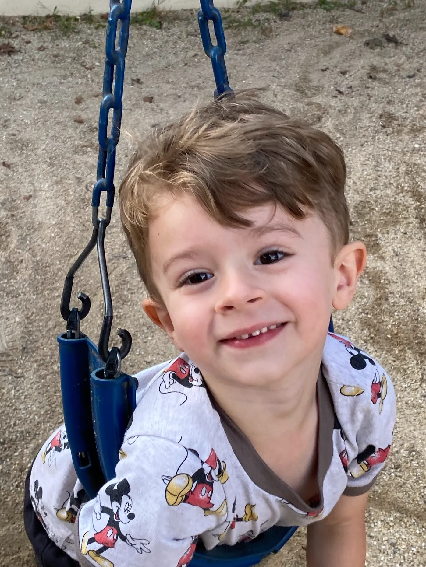 Hunter on the swings