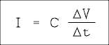 I = C times delta V over delta t.