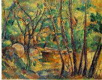 CEZANNE: Meule et citerne sous bois, 1892