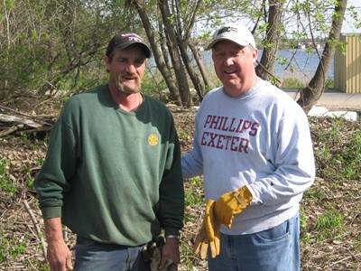 Dan, President and club founder, and Plattsburgh Mayor Don Kasprzak at the Wilcox Dock Clean-up