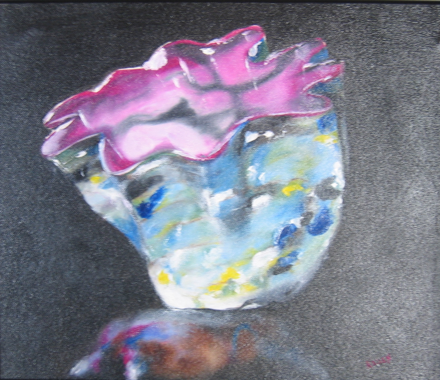 a painting of a glass bowl