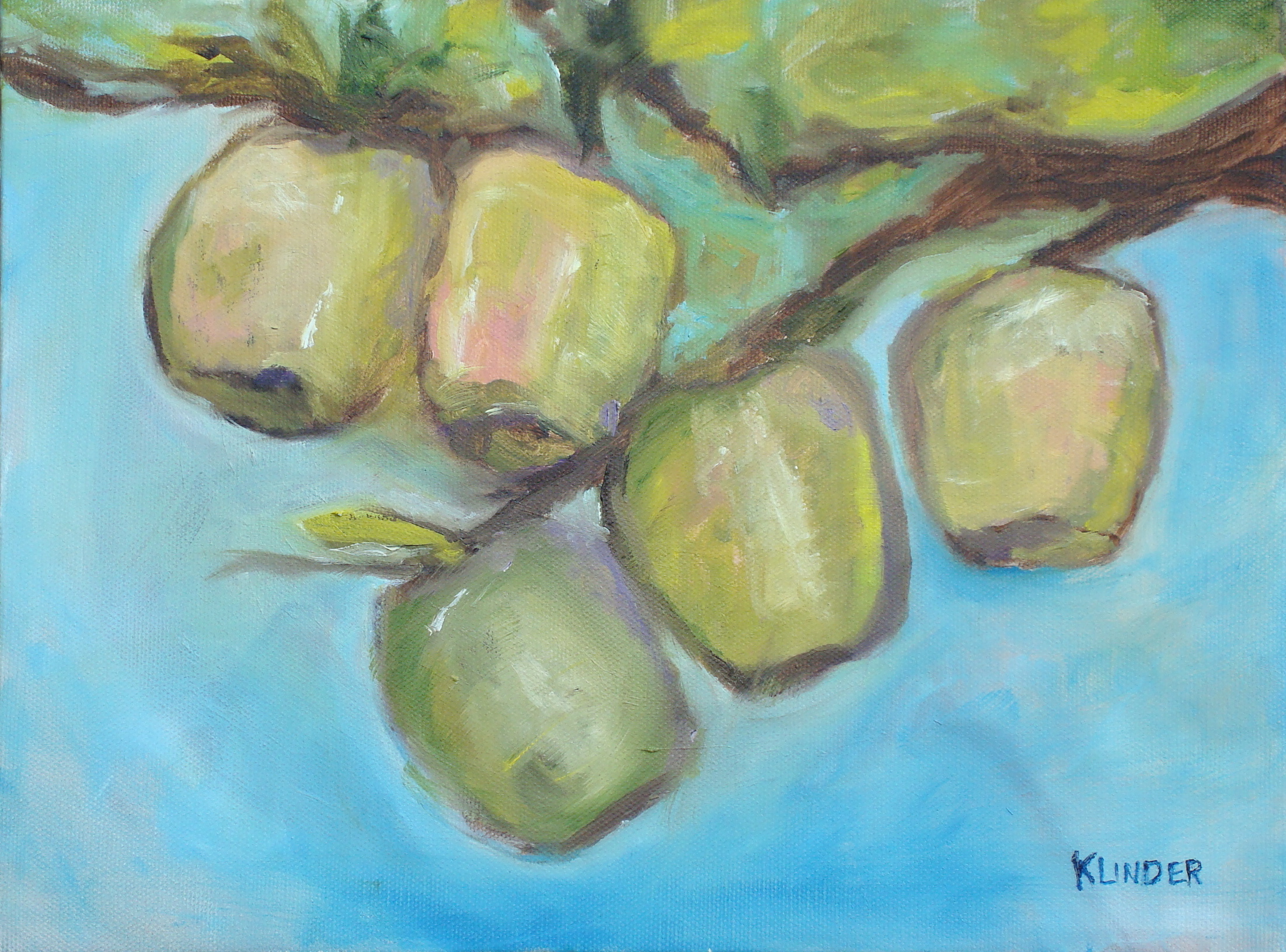 a painting of green apples