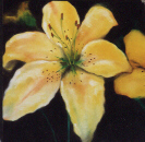 a painting of yellow lilies