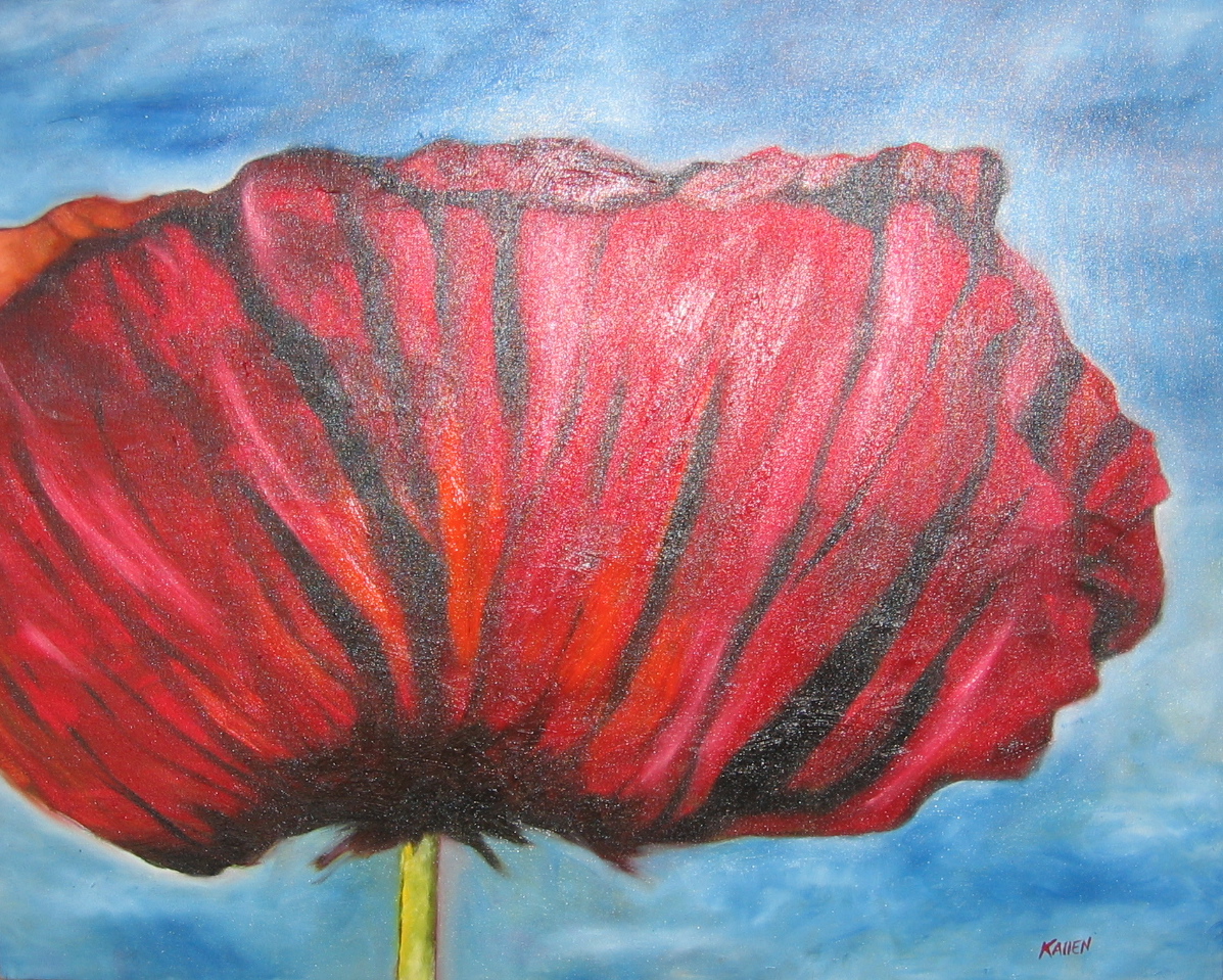 a painting of a poppy