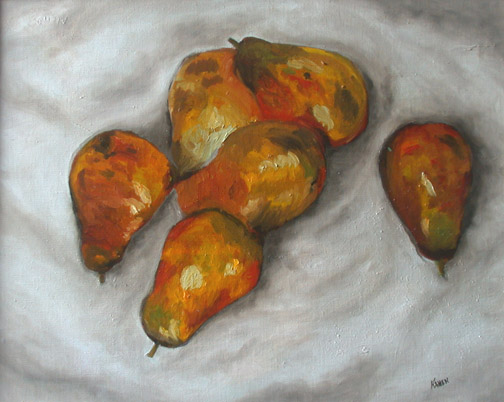 a painting of pears