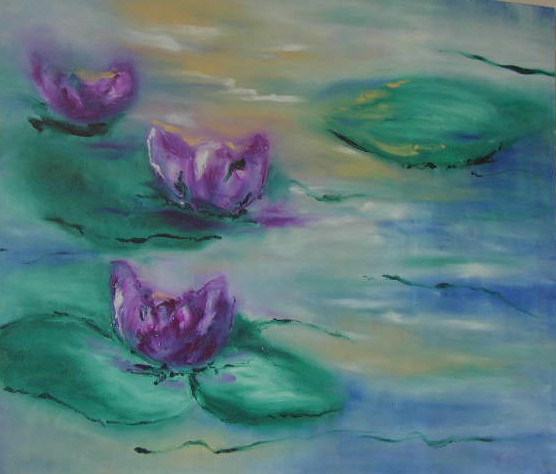 a painting of waterlilys