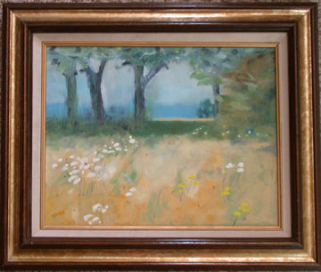 a painting of a meadow