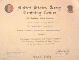 Certificate of Training: U.S. Army