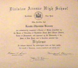 Diploma: Division Ave. H.S.