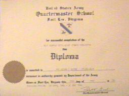 Diploma: U.S. Army Quartermasters