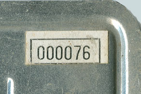 Close-up of unique serial number