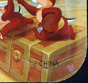 HM #4 and #5 Two Hidden Mickeys on Chip and Dale's suitcase, one on top (partial) and one on the side.