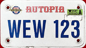 Autopia Vehicle Plate WEW123