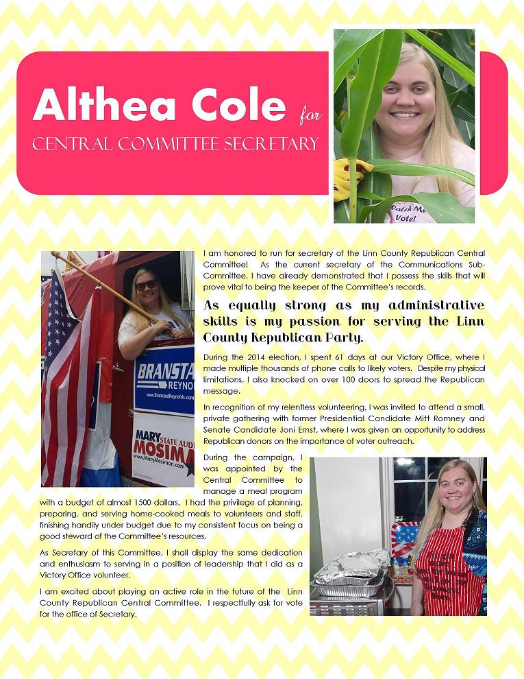 Althea Cole for Secretary
